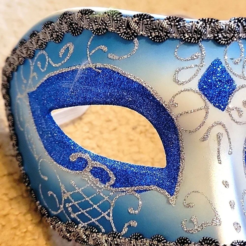 Blue & Silver Glitter Mask